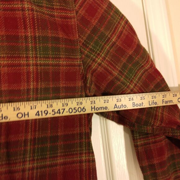 Orvis flannel shirt jacket mens M Medium thick red plaid shacket long sleeve - Picture 5 of 9